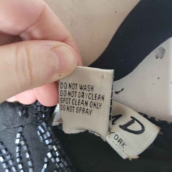 Vintage JMD Womens Black Beaded Short Sleeve Silk Midi Dress Size Small Glam - Picture 6 of 10